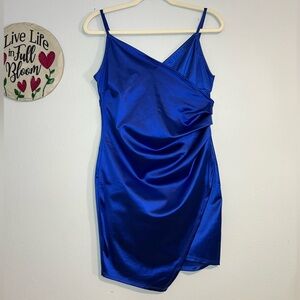 Elegant Blue Satin Dress